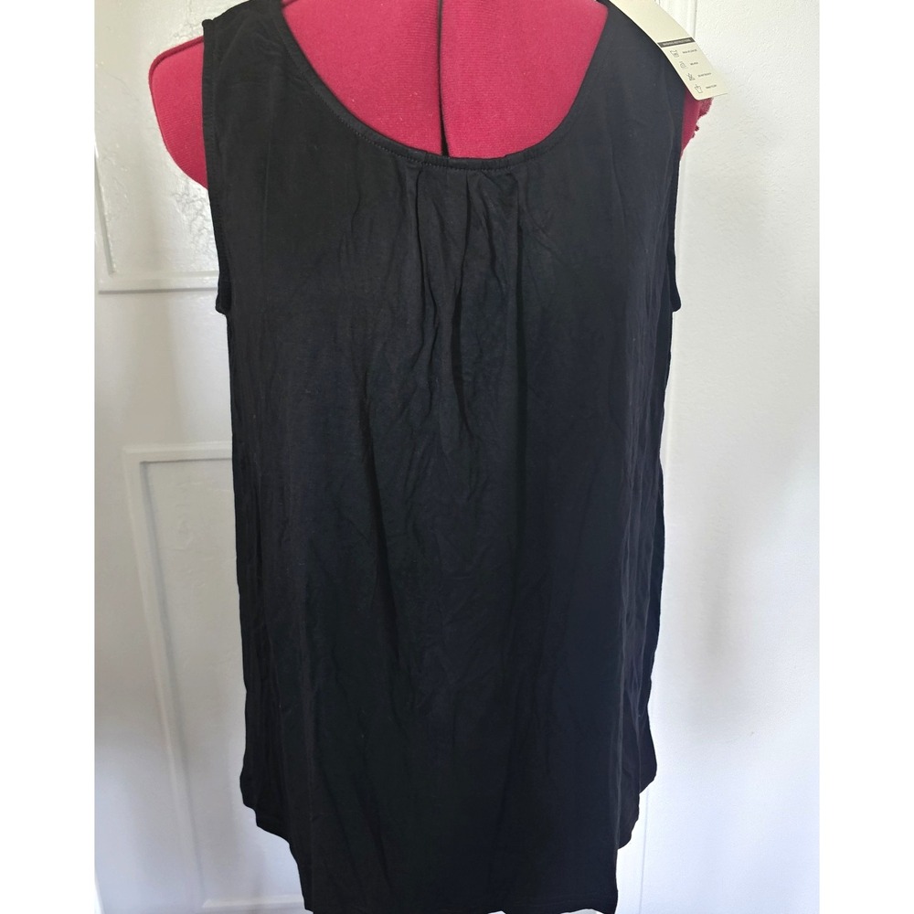 NWT iGENJUN Women's Black Sleeveless Tank Top Ruched Front Casual XL